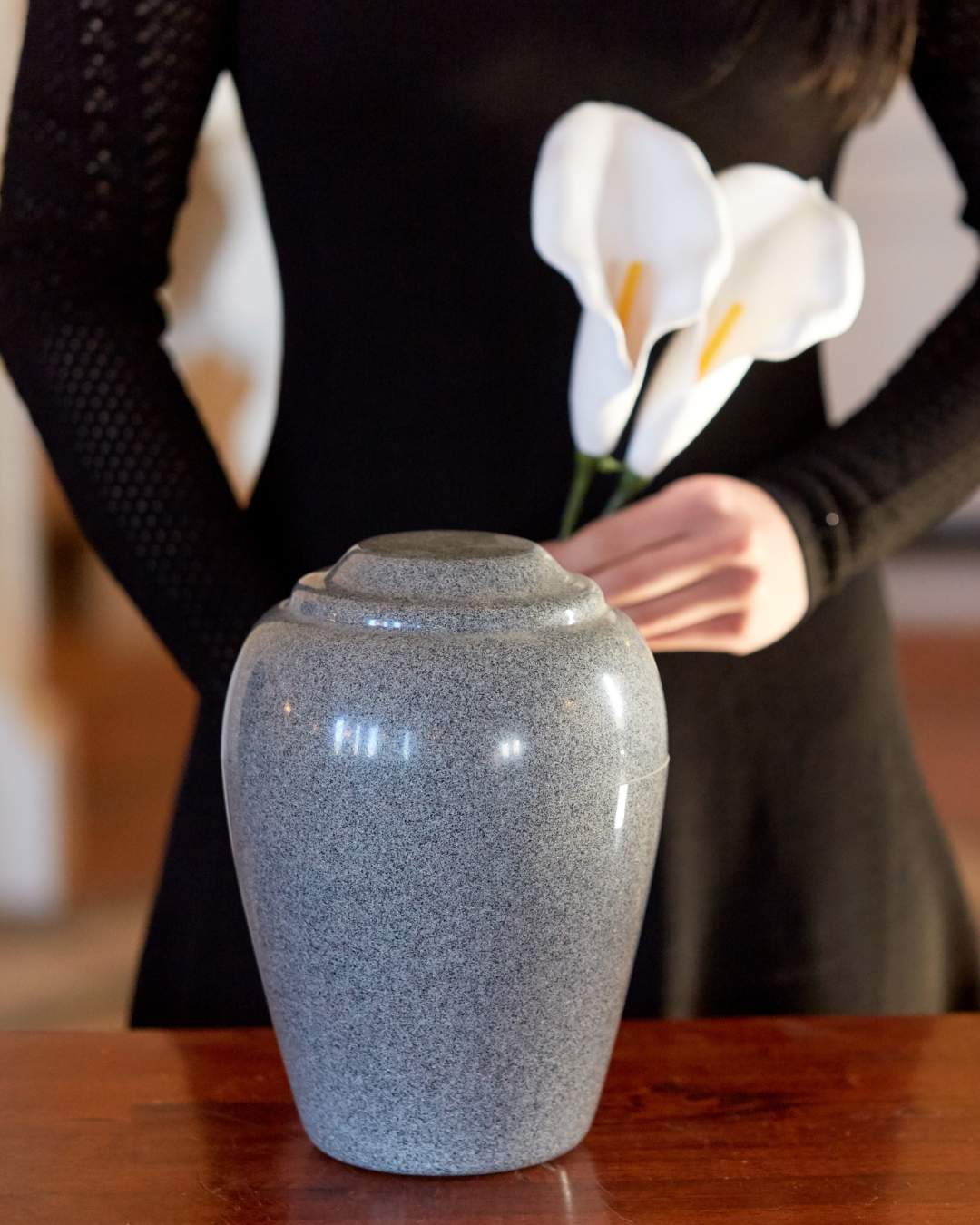 funeral urn on a table
